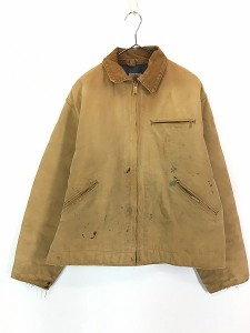 古着 90s Carhartt 裏地 ストライプ ブランケット ブラウン ダック デトロイト ジャケット M位 古着