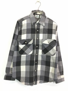 古着 80s 417 by Van Heusen 好配色 ブック チェック ヘビー フランネル シャツ ヘビネル M