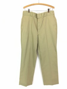 古着 90s USA製 Dickies コットンツイル ワーク チノ パンツ ストレート カーキ W35 L29 美品!!