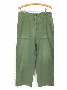 古着 60s 米軍 US ARMY 「初期」 ダメージ リペア 8.5oz コットンサテン ミリタリー ベイカー パンツ ストレート M