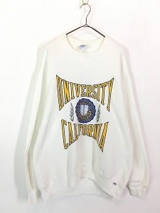 古着 90s USA製 Russell 「UNIVERSITY CALIFORNIA」 3段 カレッジ スウェット トレーナー XXXL 古着