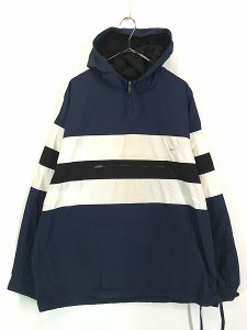 古着 90s J Crew 名作 太ピッチ ワイド ボーダー コットン アノラック パーカー ジャケット M