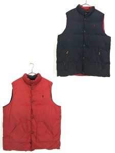 古着 Polo Ralph Lauren ワンポイント リバーシブル 軽量 ダウン ベスト XL Tall 古着