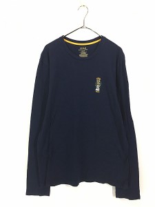 古着 Polo Ralph Lauren 「POLO BEAR」 ポロベア BIG 刺しゅう 長袖 Tシャツ ロンT 紺 M 古着