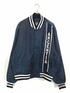 古着 80s USA製 Swingster 「ARGENTINA」 パデット 光沢 サテン スタジャン ジャケット XL