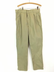 古着 90s USA製 Dickies 2タック コットンツイル ワーク チノ パンツ ストレート カーキ W33 L31