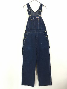 古着 80s USA製 Dickies 濃紺 100%コットン デニム ワーク オーバーオール サロペット W34 L29.5