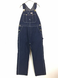 古着 80s USA製 Dickies 濃紺 100%コットン デニム ワーク オーバーオール サロペット W38 L32 ミント!!