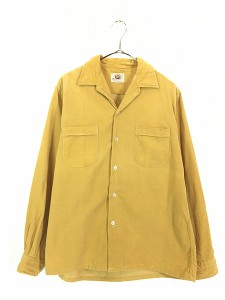 古着 60s Japan製 A&S Abraham&Straus 無地 ソリッド コーデュロイ ボックス シャツ M