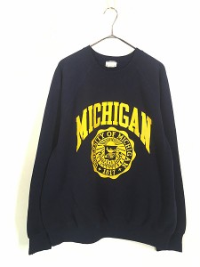 古着 90s USA製 BW 「MICHIGAN」 カレッジ スウェット トレーナー XL 古着