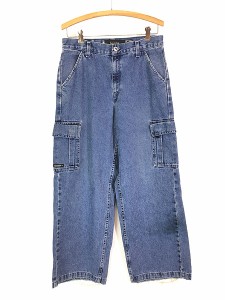 古着 90s Levi's Silver Tab 「jeans」 ブルー デニム カーゴ パンツ ジーンズ ワイド W31 L30