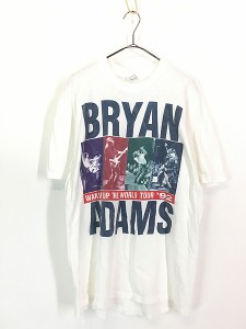 古着 90s USA製 Bryan Adams 「Waking Up the World Tour」 ツアー フォト ロック バンド Ｔシャツ XL