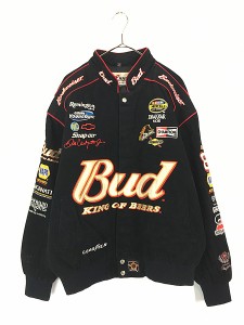 古着 90s JH CHASE 「Budweiser」 バドワイザー 企業 刺しゅう レーシング ジャケット XL 古着