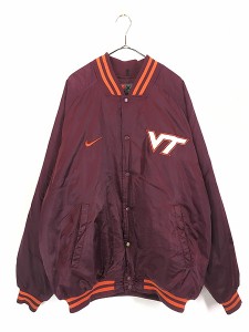 古着 NIKE 「VIRGINIA TECH」 光沢 サテン パデット スタジャン ジャケット XXL 古着