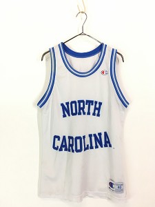 古着 90s USA製 Champion North Carolina カレッジ メッシュ タンクトップ ゲーム シャツ 40 古着