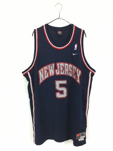 古着 NIKE NBA New Jersey Nets No5 「Jason Kidd」 キッド メッシュ タンクトップ ゲーム シャツ XL 古着