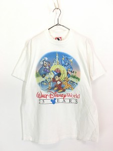古着 90s USA製 Disney 25周年 アニバーサリー アラジン ファンタジア ミッキー Tシャツ L 古着