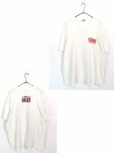 古着 90s CNN INTERNATIONAL チャンネル 万国旗 フラッグ Tシャツ XL 古着