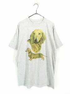 古着 00s 犬 ダックスフント 両面 アニマル Tシャツ XL位 古着