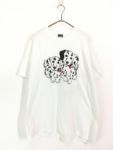 古着 80s USA製 犬 ダルメシアン ハート チャーム アニマル ポップ アート Tシャツ XL 古着