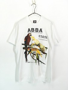 古着 80s USA製 ABBA カラフル オウム インコ アニマル Tシャツ L 古着