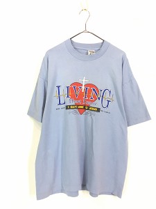 古着 90s WWJD What Would Jesus Do? 「Living Heart Donor」 イエス キリスト アート Tシャツ XL