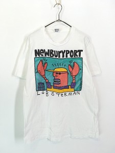 古着 90s USA製 BIG HED 「Newburyport Robsterman」 ロブスターマン ポップ アート Tシャツ L