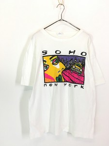 古着 90s 「SOHO NEW YORK」 キュビズム ポップ アート Tシャツ L