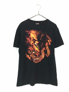 古着 10s HARLEY DAVIDSON ファイヤー ピエロ 道化師 Tシャツ M 古着