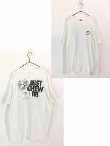 古着 90s USA製 BIG DOGS 「JUST CHEW IT!」 パロディ Tシャツ XL 古着