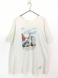 古着 90s USA製 The Far Side 恐竜 タバコ ポップ アート Tシャツ XL 古着