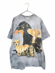 古着 00s USA製 THE MOUNTAIN 犬 ダックスフント リアル グラフィック タイダイ Tシャツ L 古着