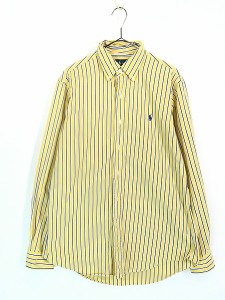 古着 90s Ralph Lauren 「CUSTOM FIT」 マルチ ストライプ BD シャツ M 古着