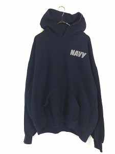 古着 90-00s USA製 Sofee 「NAVY」 ミリタリー リフレクター スウェット パーカー XL