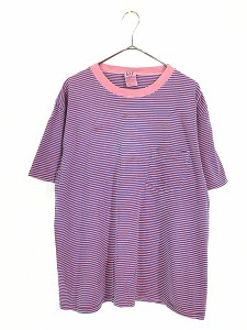 古着 90s USA製 GAP ピグメント染 オーバーダイ 100%コットン ボーダー ポケット付 Tシャツ ポケT M