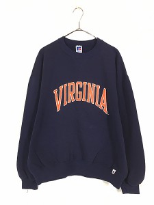 古着 90s USA製 Russell 「VIRGINIA」 カレッジ 前V スウェット トレーナー XL 古着