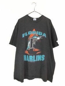 古着 90s USA製 STARTER MLB Florida Marlins マーリンズ BIG ロゴ Tシャツ XL 古着