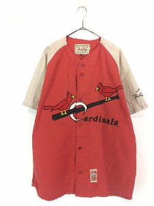 古着 90s MLB St. Louis Cardinals カージナルス ラミー コットン ベースボール シャツ L 古着