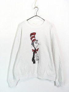 古着 90s Dr Seuss 「THE CAT IN THE HAT」 絵本 キャラクター スウェット トレーナー XL位 古着