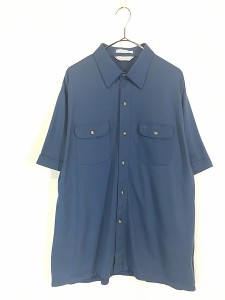 古着 80s Christian Dior ワンポイント ポリコットン ボックス シャツ 半袖 XL