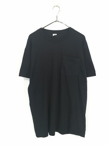 古着 90s Fruit of the Loom 無地 ソリッド 50/50 ポリコットン ポケット付 Tシャツ ポケT ブラック L