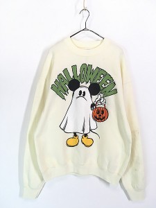 古着 90s USA製 Disney Mickey ハロウィン ミッキー オバケ スウェット トレーナー XL 古着