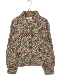 90s USA製 総柄ノーカラージャケット ヴィンテージ古着