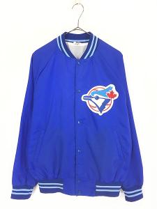 古着 80s Canada製 MLB Toronto Blue Jays ブルージェイズ ナイロン スタジャン ジャケット L 古着