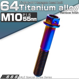 チタンボルト M10×55mm P1.5 六角ボルト 六角穴付き フランジ付き 焼きチタン風 JA1091