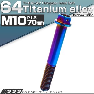 チタンボルト M10×70mm P1.5 六角ボルト 六角穴付き フランジ付き 焼きチタン風 JA1094