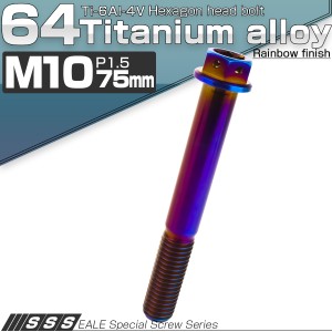 チタンボルト M10×75mm P1.5 六角ボルト 六角穴付き フランジ付き 焼きチタン風 JA1095