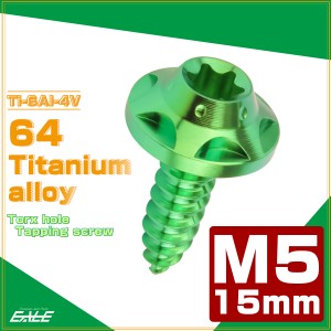 タッピングネジ M5×15mm チタン トルクス穴 ビス グリーン スターホール JA1226