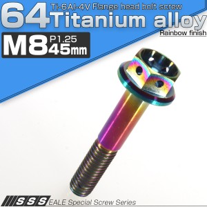 チタンボルト M8×45 P1.25 六角ボルト フランジ付 レインボー ホール JA149