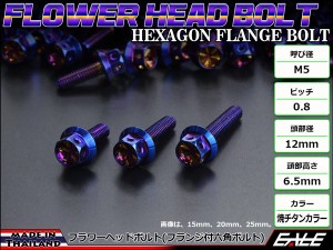 M5×12mm フラワーヘッドボルト ステンレス製フランジ付き六角ボルト スクリーンやカウリングなどに 焼チタンカラー TB0536